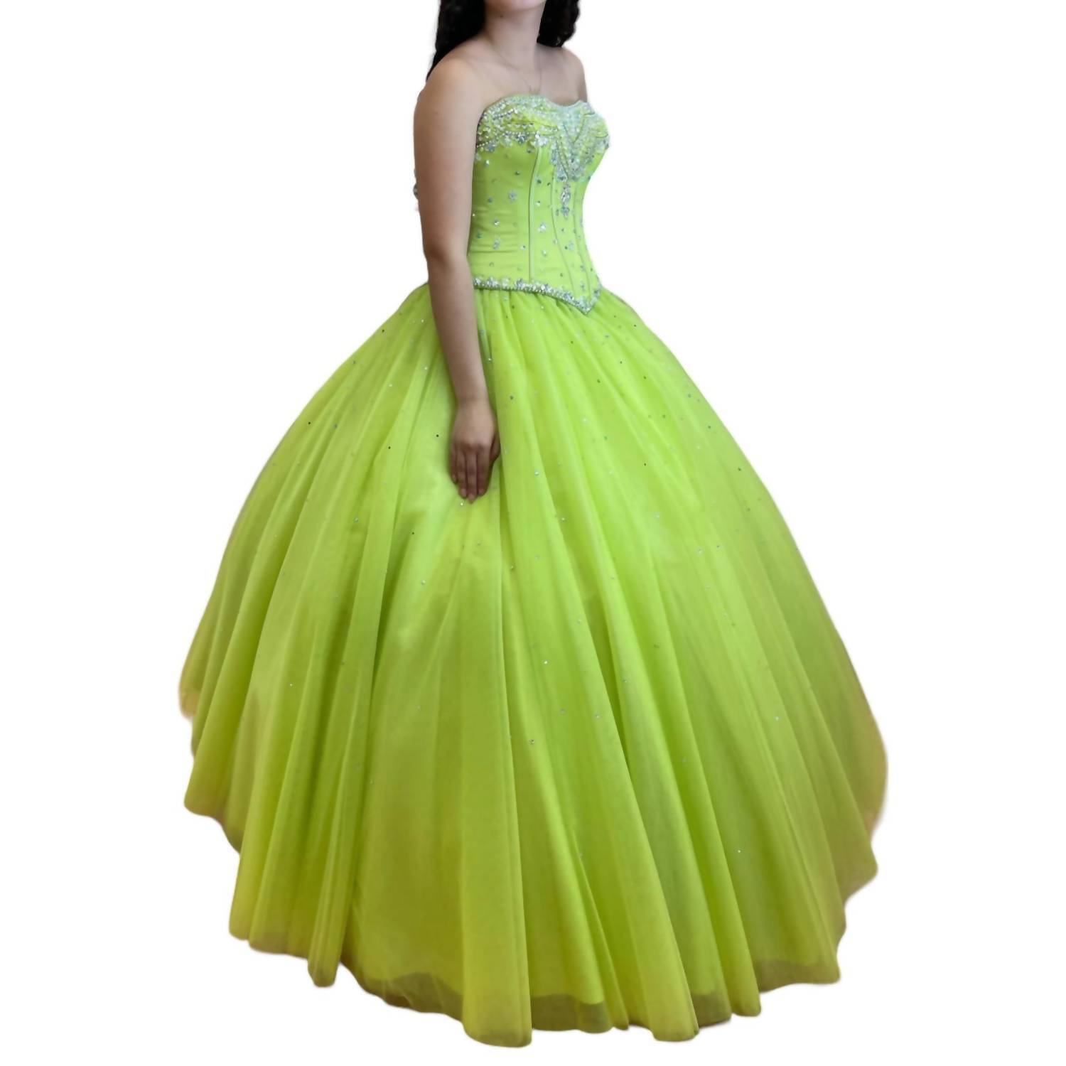 New House Of Wu Strapless Quinceaera Dress In Apple Green
